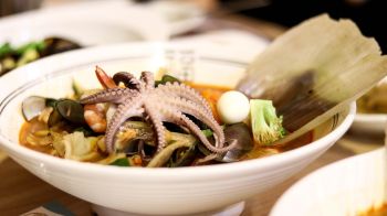 A dish including a juvenile octopus being sold at Congje Diner in Prin